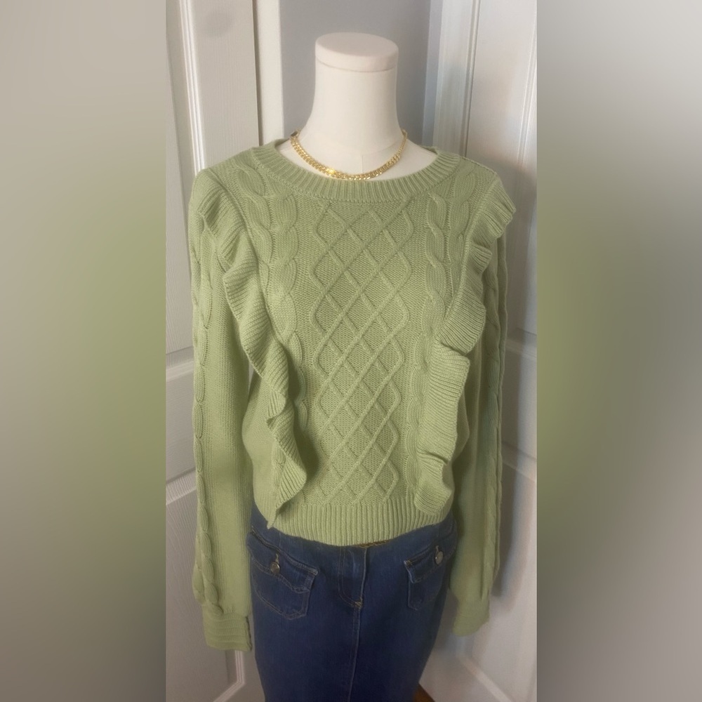 And Now This Dusty Sage  Cable Knit Sweater